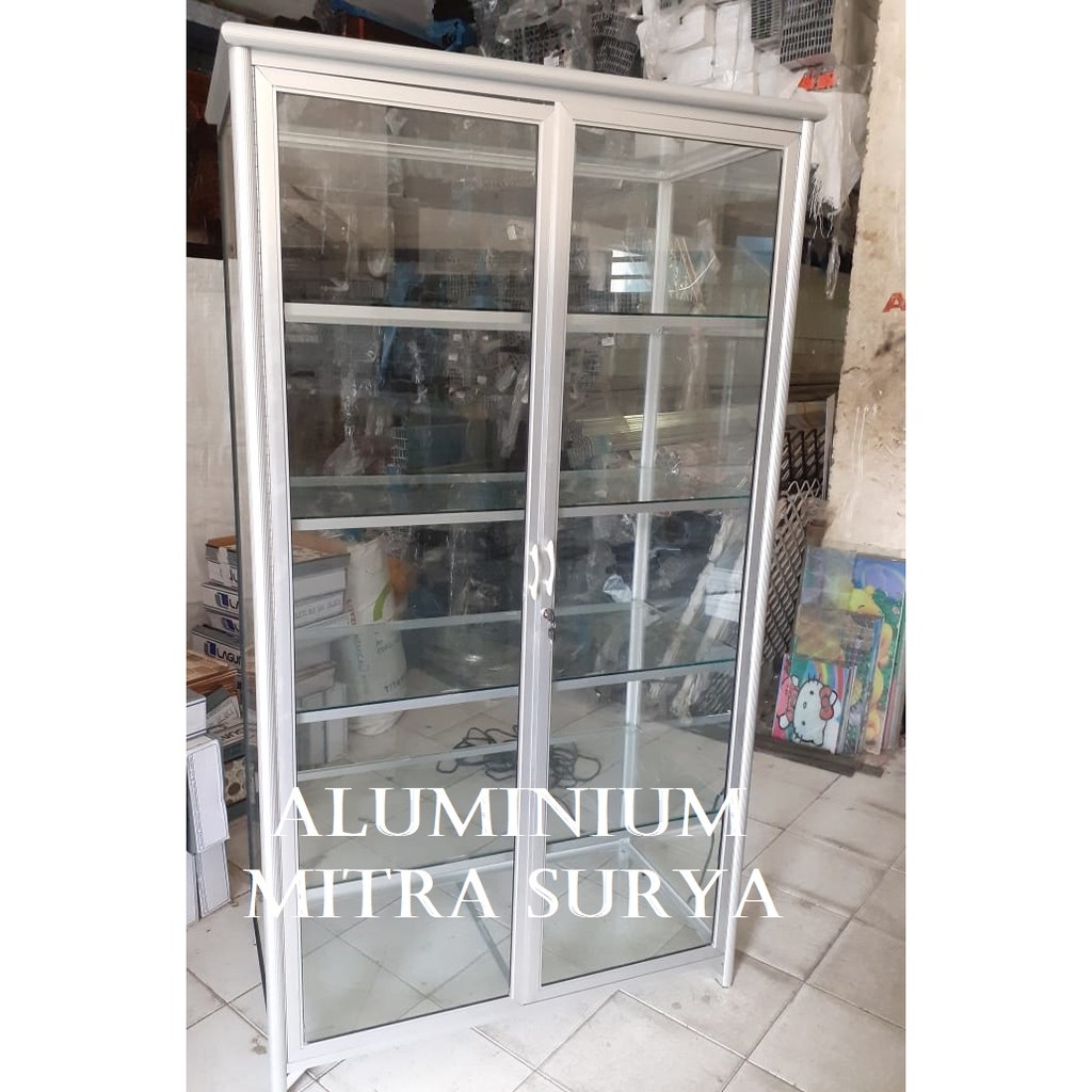 Lemari Kaca Rak Kaca Etalase Aluminium Etalase Kaca Super Kuat Tebal