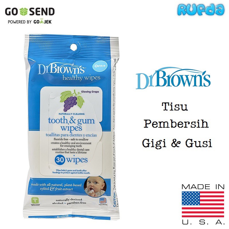 Dr Brown's Tooth and Gum Wipes Tisu Basah Pembersih Gigi dan Gusi Bayi