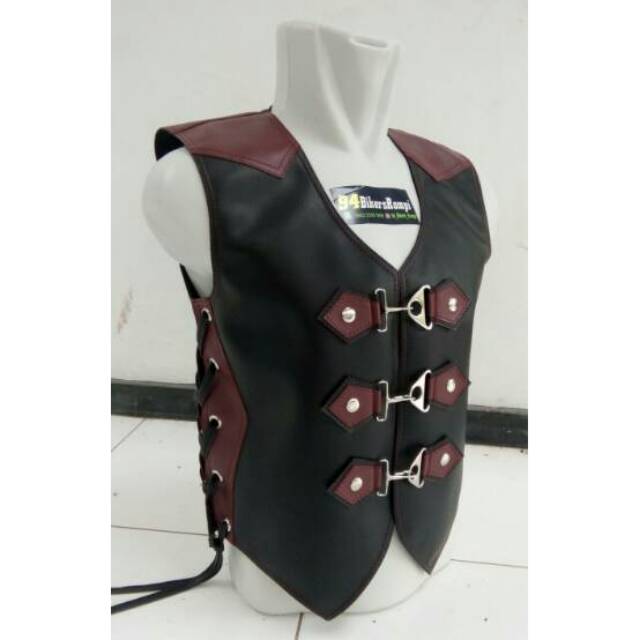 Rompi bikers - rompi semikulit - rompi koboy - merah maroon