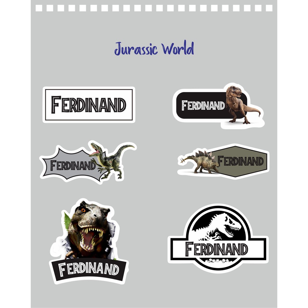 

192pcs Stiker Label Nama Kekinian Tahan Air & Anti Luntur untuk Umum Tema Jurassic World