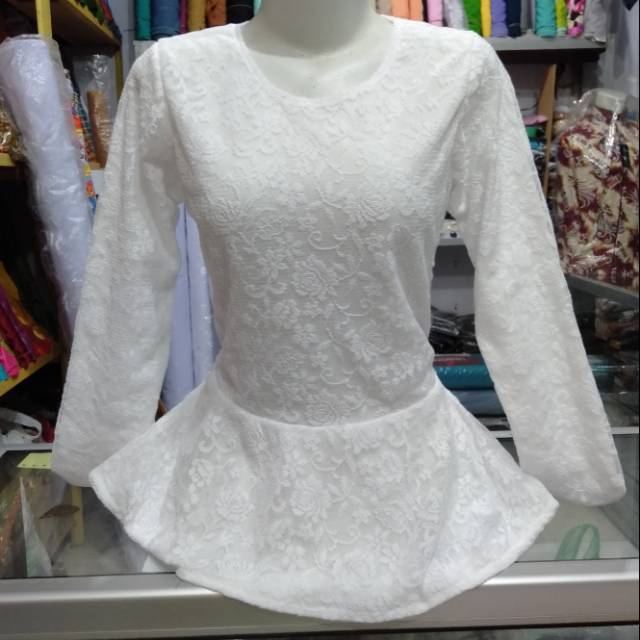 Atasan brukat import / atasan putih / atasan kebaya