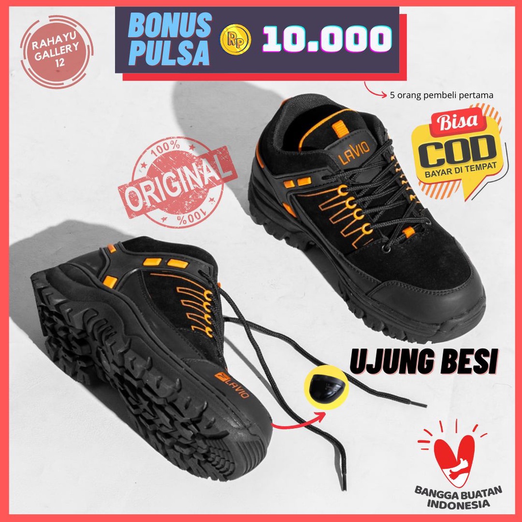 Sepatu Safety Pria Ujung Besi Original Lavio Leacher Kerja Proyek