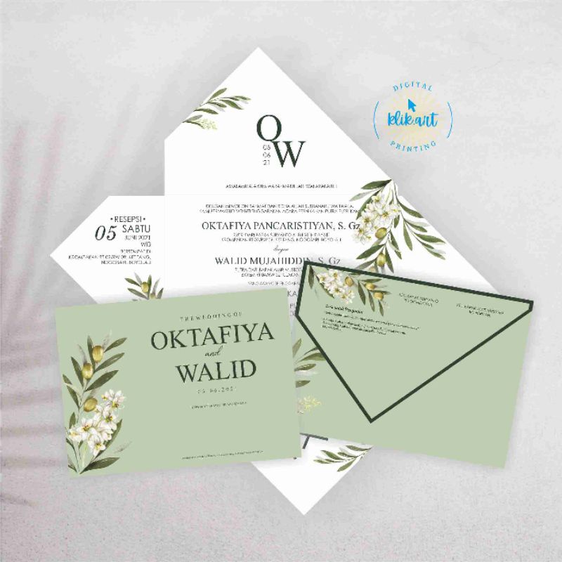 Undangan Pernikahan Soft Cover Lipat Elegan Murah free Custom Desain + foto laminasi Doff