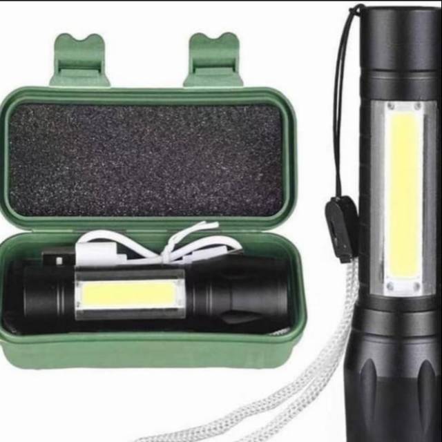 Senter XPE + COB Mini  Zoom USB Charger / Paket Senter Mini Zoom LED