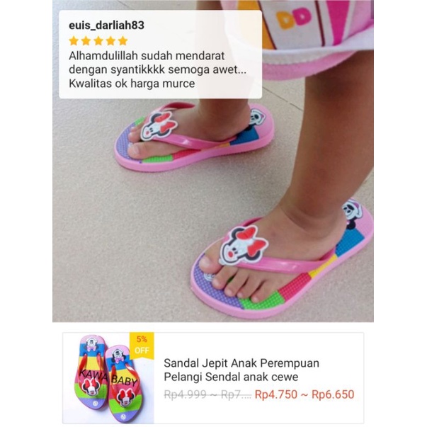 Sandal Jepit Anak Perempuan Pelangi Sendal anak cewe