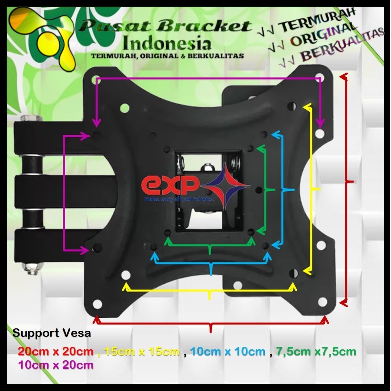 Bracket TV SONY 14 s/d 43 inch 6 ARAH FULL BESI SUPER KOKOH GARANSI 100% ORI