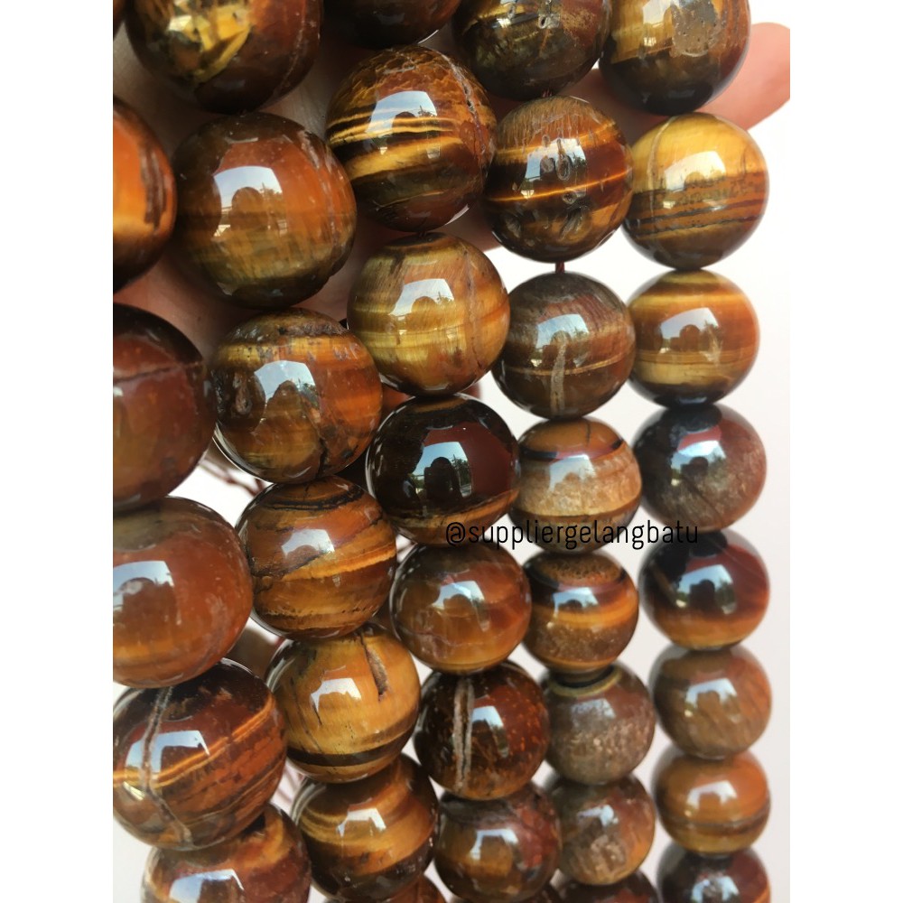 BROWN Tiger Eye 16mm bahan batu biduri sepah hijau material aksesoris grosir craft beads kerajinan