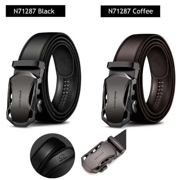 Ikat Pinggang Pria Kulit Asli Bison Denim Original Strap Auto Buckle