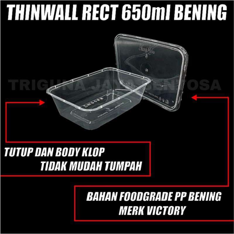 Thinwall 650ml Per Pack 25 pcs food container box tempat kotak makanan plastik