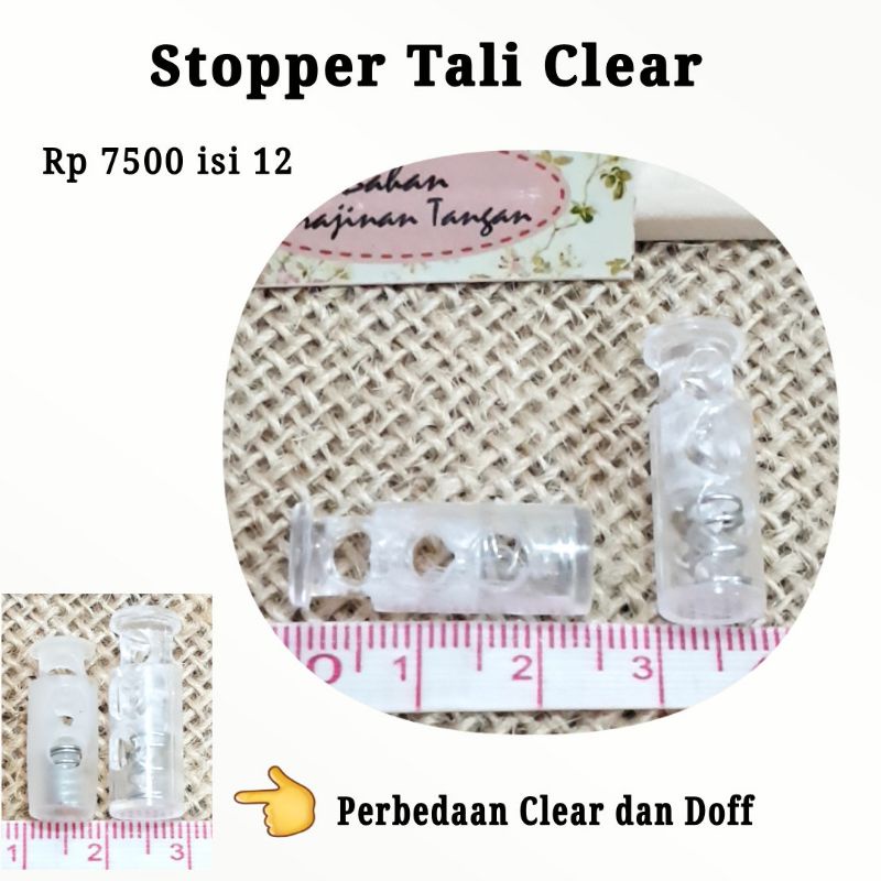 12 biji Stoper Botol / Stopper Botol 2,5cm Tali Masker Clear/ Doff/ Hitam