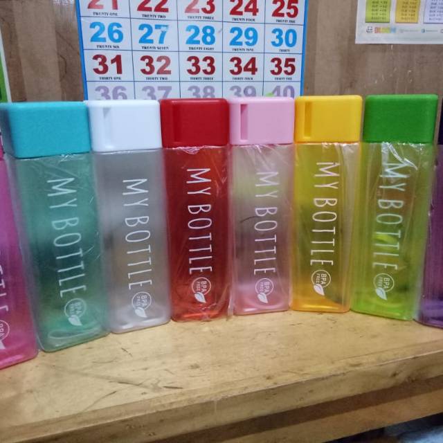 Souvenir my bottle kotak / souvenir botol minum cantik /botol minum souvenir /botol minum warnawarni