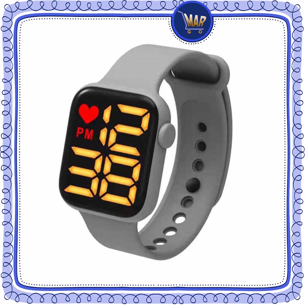 Jam Tangan LED Digital Rubber Jam Tangan Tali Karet-Abu