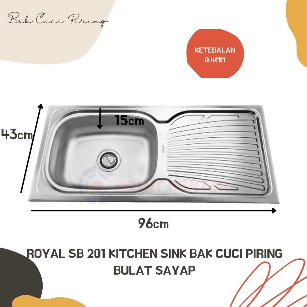 TERBAIK ROYAL SB 201 KITCHEN SINK BAK CUCI PIRING BULAT SAYAP