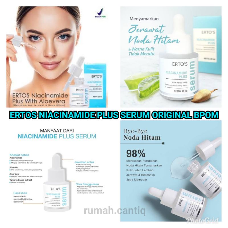 ERTOS NIACINAMIDE PLUS SERUM - MENYAMARKAN JERAWAT NODA HITAM &amp; WARNA KULIT TIDAK MERATA BPOM