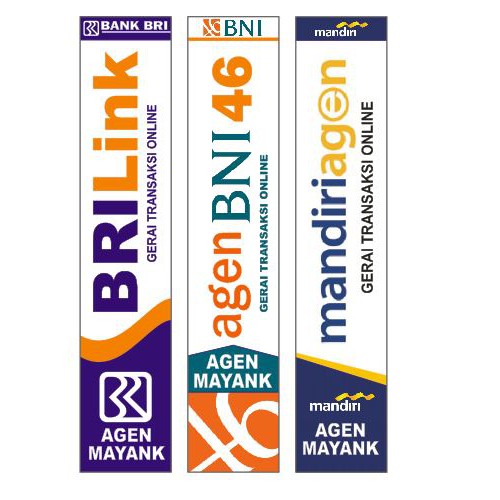 Stiker Plang Agen BRILink / Stiker Mandiri Agen / Stiker Agen BNI 46 Siap Tempel Pada Besi/Seng/Kaca