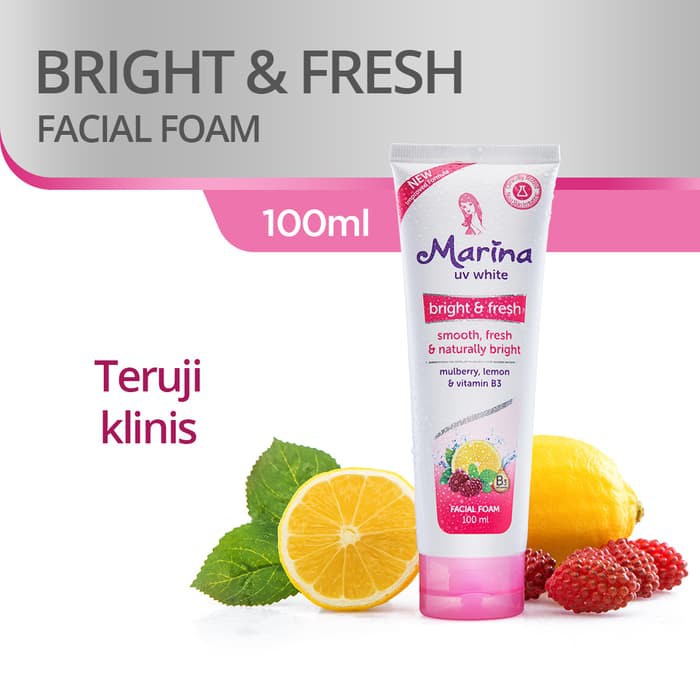 Marina UV White Facial Foam Bright and Fresh Cleanser 100 mL