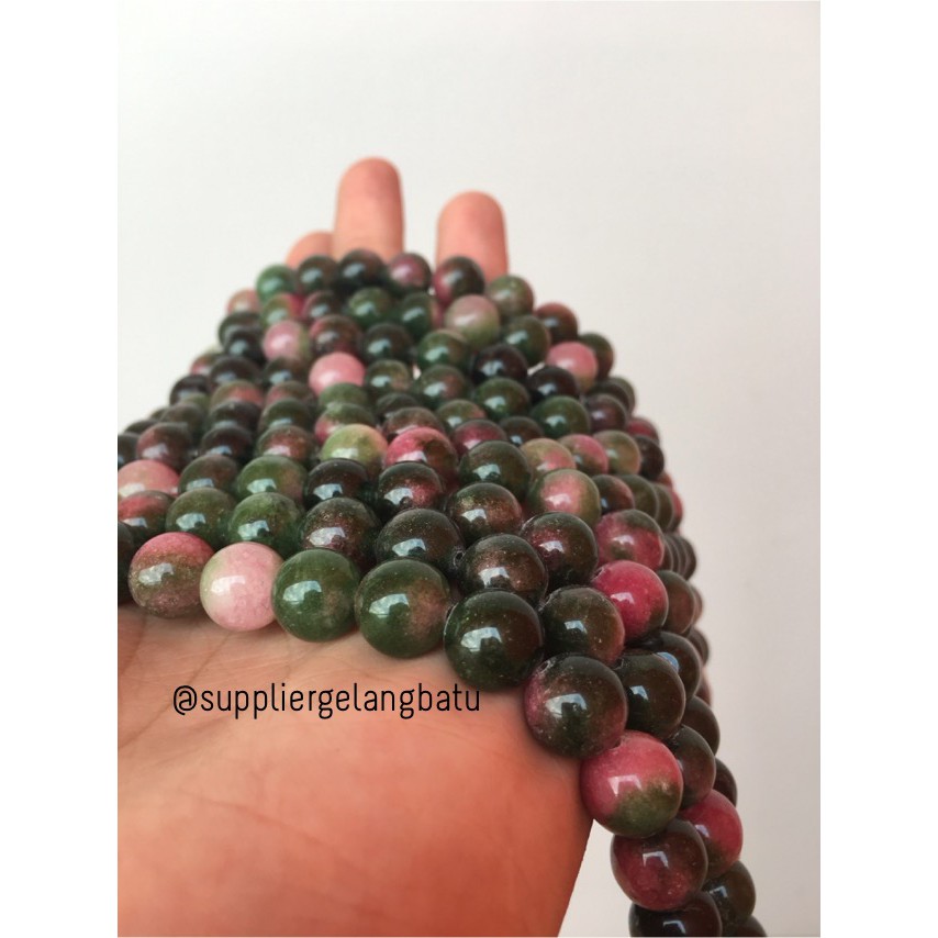 bongkah gelang kalung 10mm bloodstone agate hijau ruby tanzanite akik bahan gelang kalung aksesoris