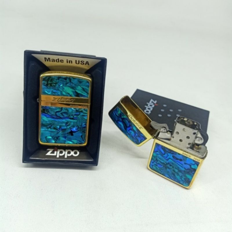 Korek Zippo Motif Blue Gold Korek Api Zippo 3915
