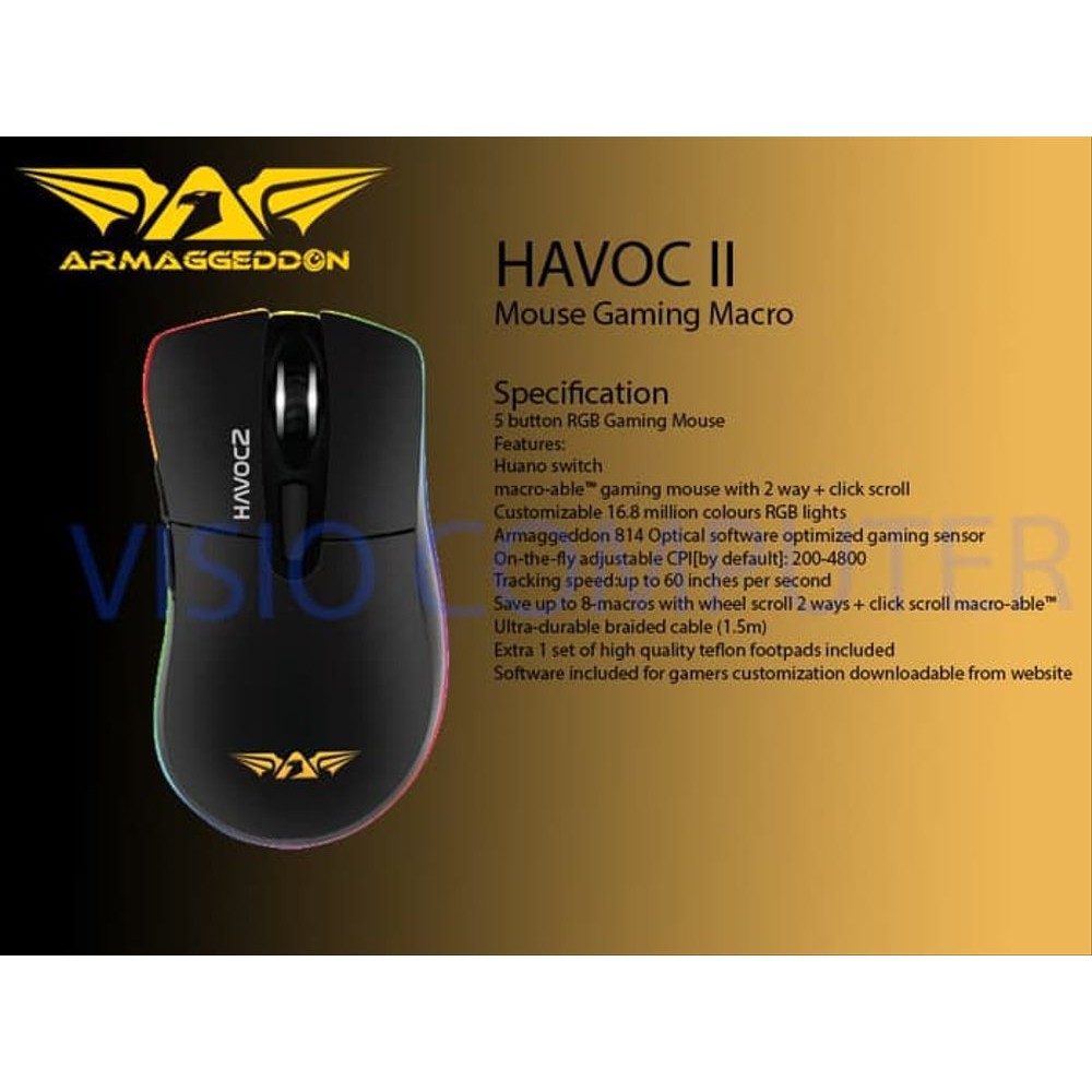 Mouse Gaming Macro HAVOC2 Armaggeddon Hitam