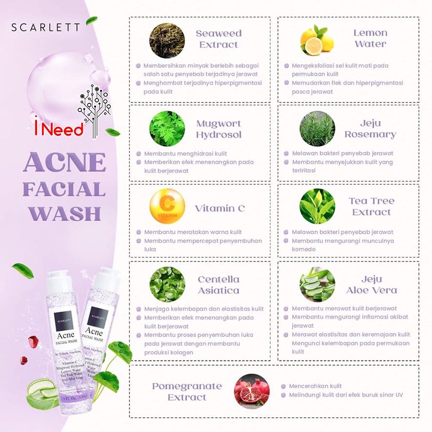 (INEED) (NEW) SCARLETT Whitening Facial Wash - FACIAL WASH SCARLETT WHITENING