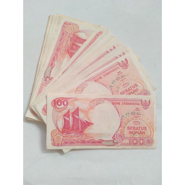Uang kuno rp100 atau 100 rupiah atau 100 phinisi perahu pinisi prahu
