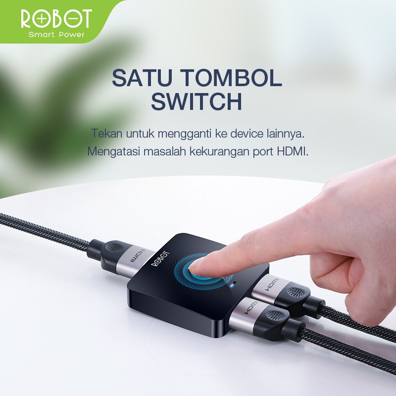 ROBOT HM103 HDMI switch and Splitter 2in 1out / 1in 2out Bi-Direction 4k Black - Garansi 1 Tahun