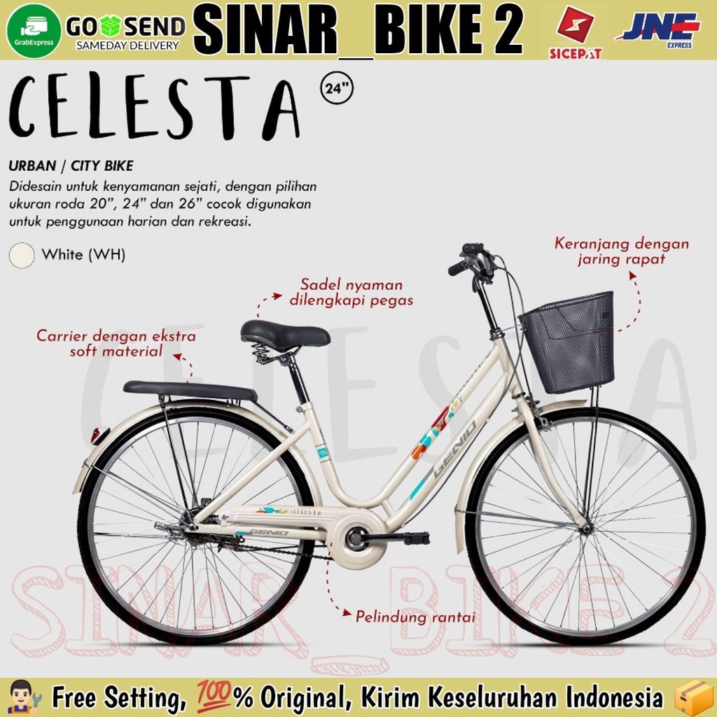 Sepeda Keranjang Dewasa Ctb Genio CELESTA 20 24 26Inch City Bike 2024