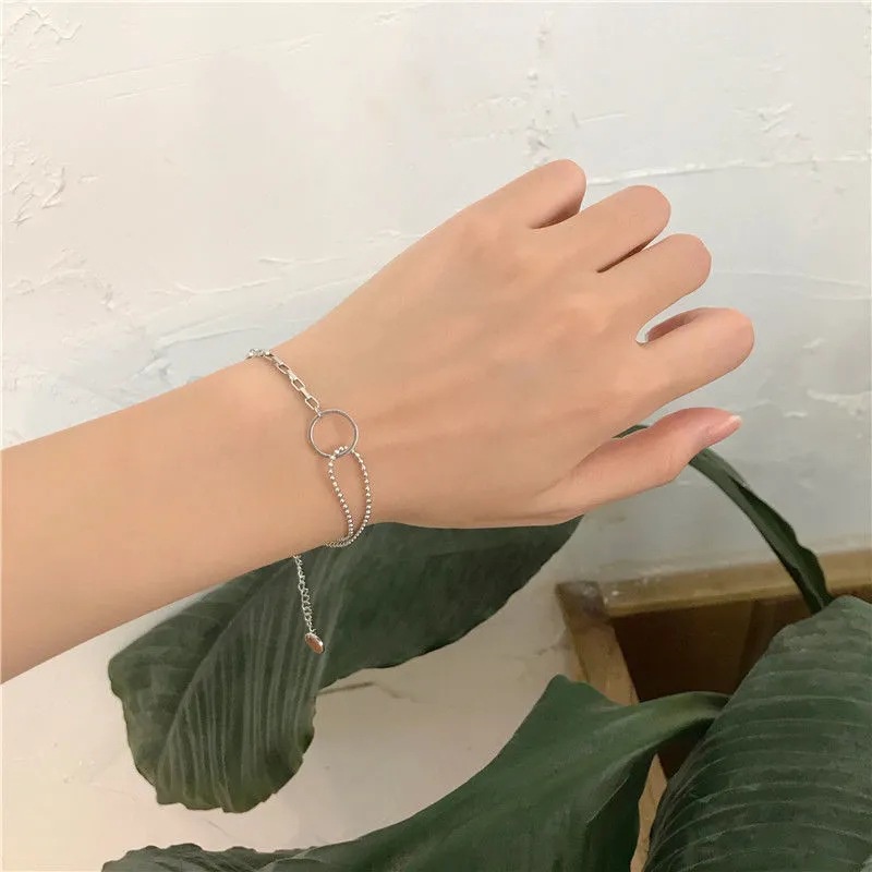 Mhang Gelang Tangan Rantai Gaya Korea Motif Bunga Mawar + Tulisan Love Untuk Wanita / Hadiah Valentine