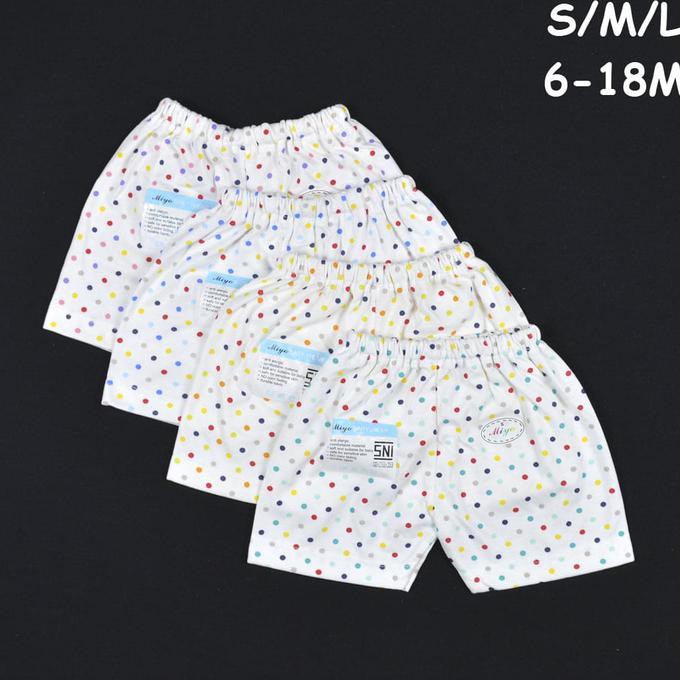 Miyo 4 Pcs Celana Pendek Bayi/Baby Polkadot S,M,L (6-18M) - Size S Happy Bunda