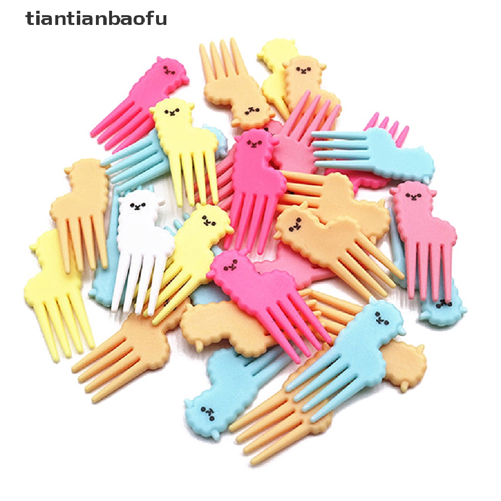 10 Pcs Tusuk Gigi Buah / Kue Mini Bentuk Kartun Hewan Alpaca Untuk Anak