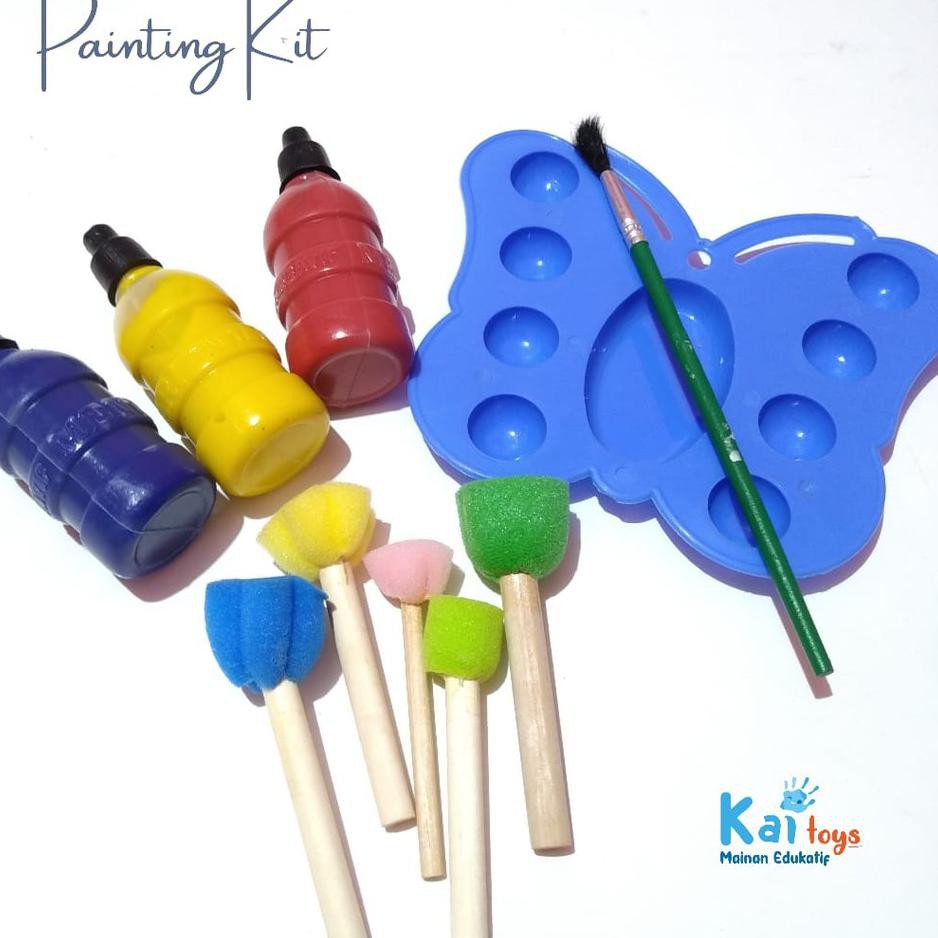 

EMS✅ Painting Kit 1 / Paket Melukis Anak / P Mentari + Spons Bunga + Palet + Kuas YGW ❤️