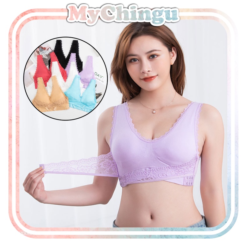 ❀ Chingu ❀ PW150 COD Bra Wanita Kait Depan Size M-XXXL Tanpa Kawat Nyaman With Cup Import Surabaya