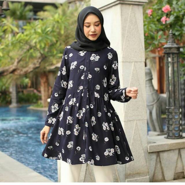 Khali Tunik Floral Navy Heaven Lights