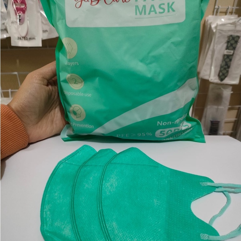 Masker Duckbill Face Mask Y&amp;B Care Dan Careindo Embos 3Ply 1Box isi 50 Pcs