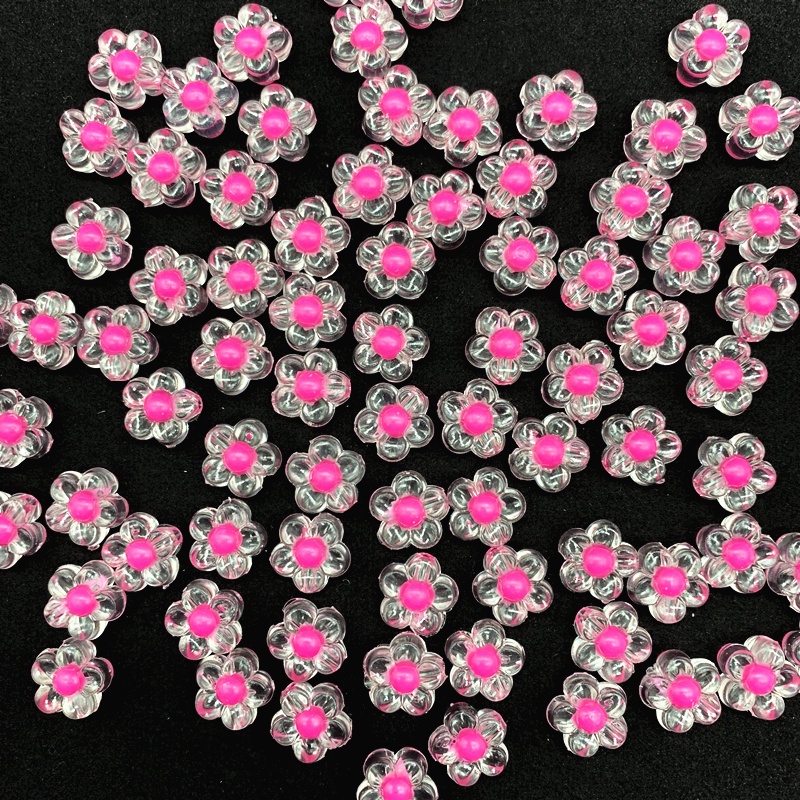 30pcs / Lot 13mm Manik-Manik Bunga Akrilik Bening Untuk Membuat Perhiasan DIY