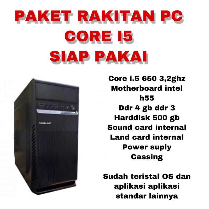 PROMO PC Intel Rakitan Core I5 Ram 4gb UNTUK SEKOLAH / KANTOR GAMMERS