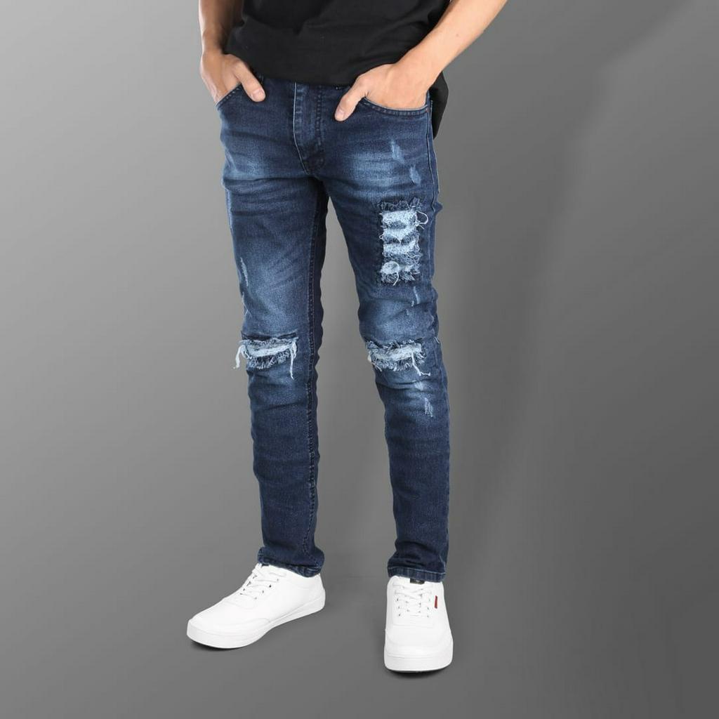 TWOON-CELANA JEANS  PRIA PANJANG SOBEK  KEKINIAN TERBARU