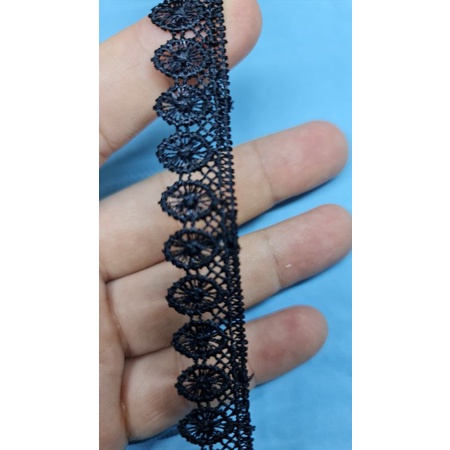 RENDA JEPANG / RENDA GIPER WARNA HITAM LEBAR 1 CM MOTIF TELUR PER METER