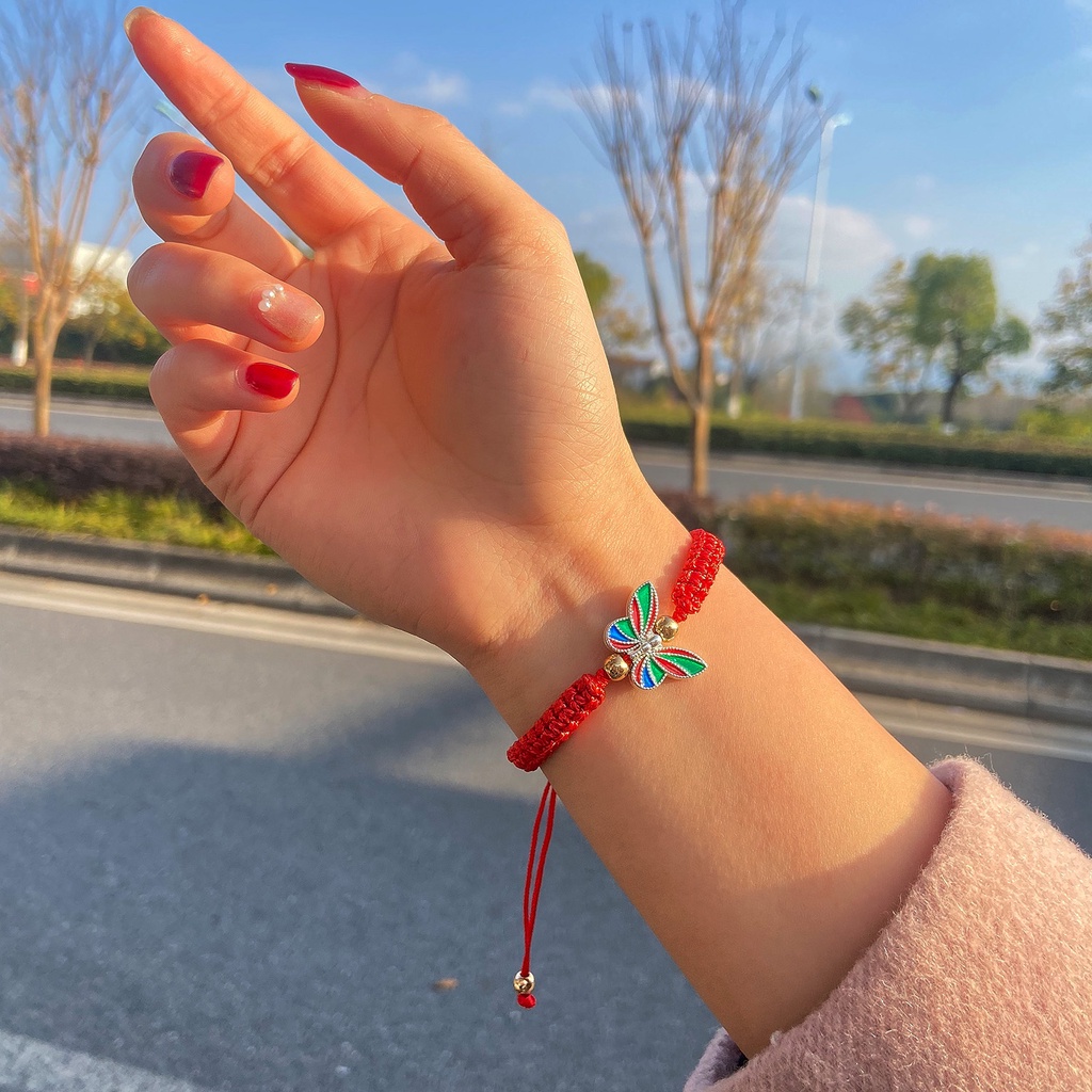 Hand-woven Red Rope Butterfly Adjustable Man and Woman Lucky Bracelets for Couples Braid Jewelry