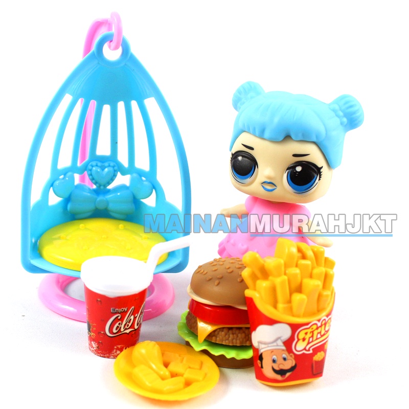 MAINANKEI ANAK MURAH LITTLE KITCHEN M035 AYUNAN BONEKA BURGER SET MASAK MASAKAN MURAH