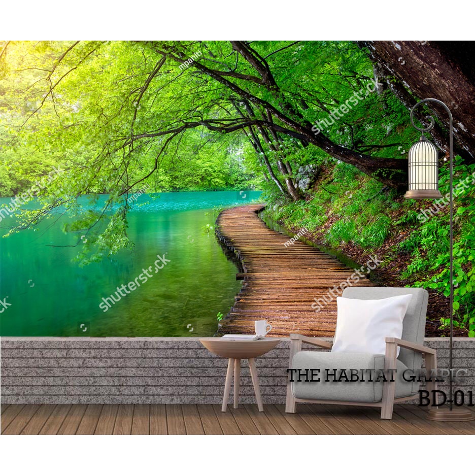 WALLPAPER PANTAI 3D, WALLPAPER PEMANDANGAN ALAM 3D, WALLPAPER CUSTOM PANTAI, WALLPAPER MOTIF HUTAN ,