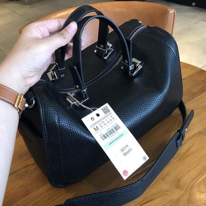 tas zara spedy original khusus warna coklat(CASHBACK 3%) - Hitam
