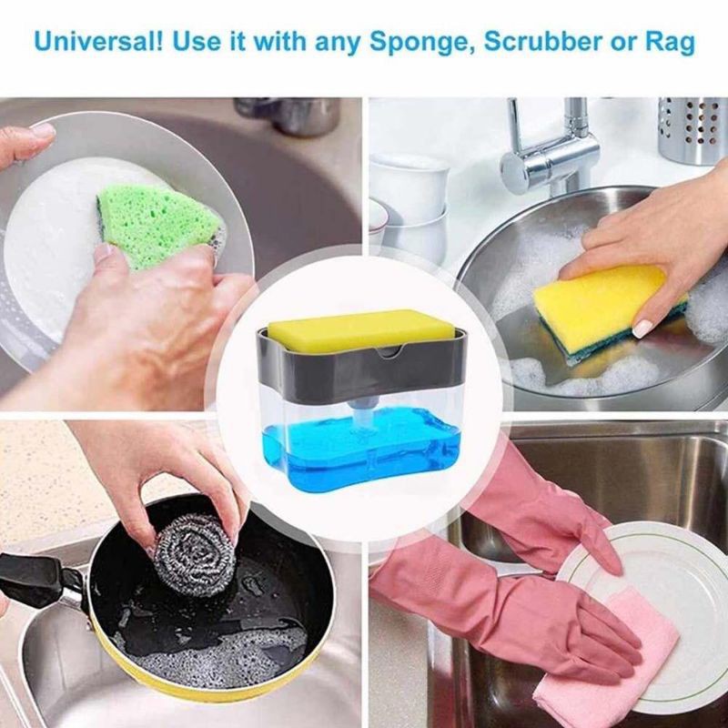 Dispenser Sabun Holder Kitchen Soap Pump FREE Sponge Serbaguna