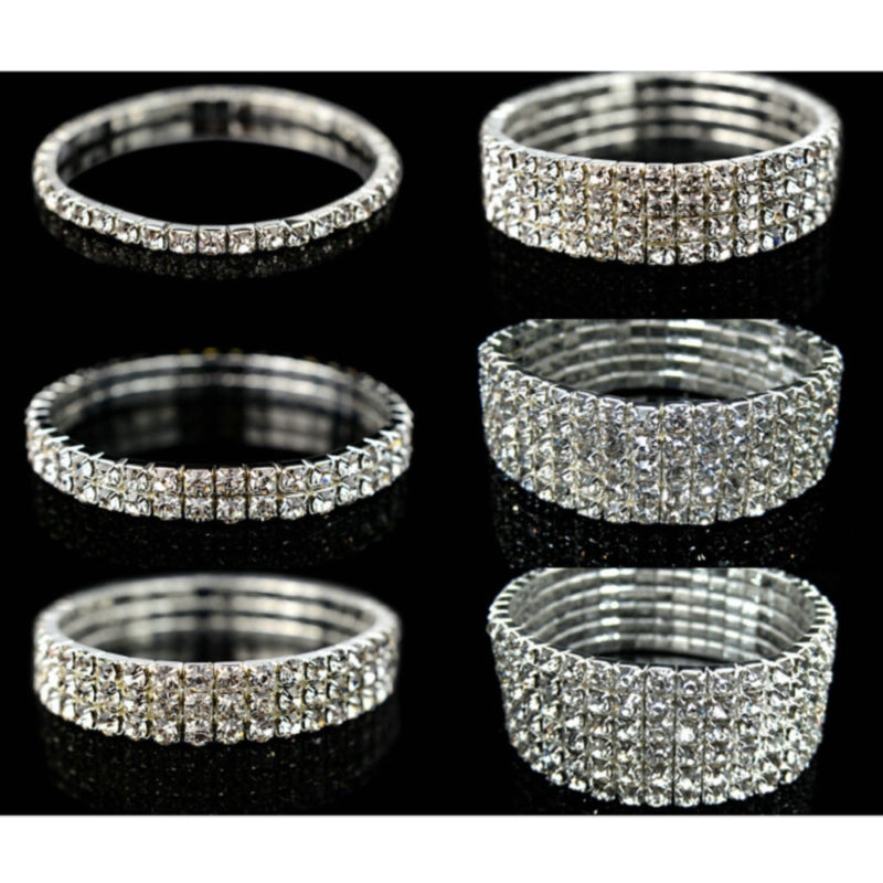 【TERSEDIA &amp; COD】Fashion Crystal Rhinestone Stretch Bracelet Bangle Wristband Wedding Bridal Gift