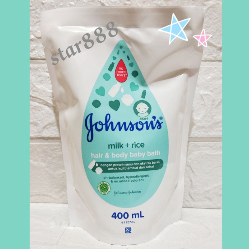 Johnson's johnsons Baby Milk + Rice hair &amp; body baby bath Refill 400ml 400 ml