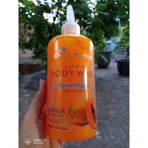 DOLPHIN BODY WASH 500 ML / PAPAYA SABUN MANDI DOLPHIN /100% ORIGINAL