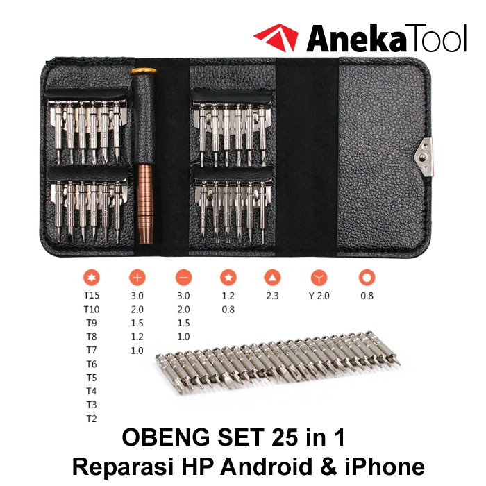 AT Obeng Reparasi 25 IN 1 untuk HP iPhone &amp; Android