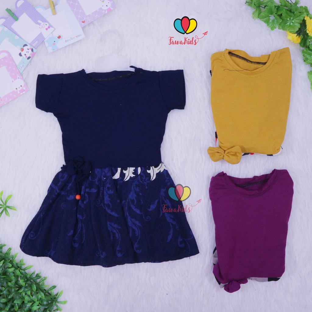 Dress Rossa LENGAN uk 1 Tahun / Dres Balita Anak Perempuan Cewek Baju Lengan Murah Casual Kaos Lucu