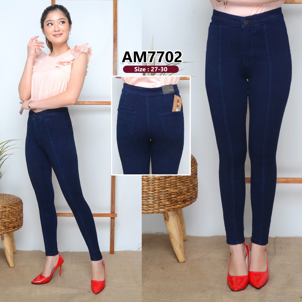 ( Size 27 - 34 ) Highwaist Tulang / High Waist Jeans / Celana Jeans Pinggang Tinggi/Highwaist Garis