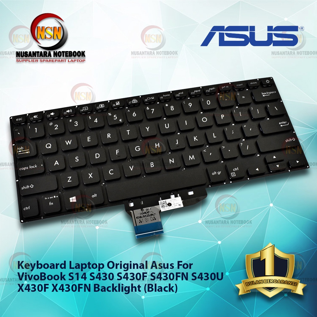 Keyboard Original Laptop Asus For VivoBook S14 S430 S430F Backlight (Black)